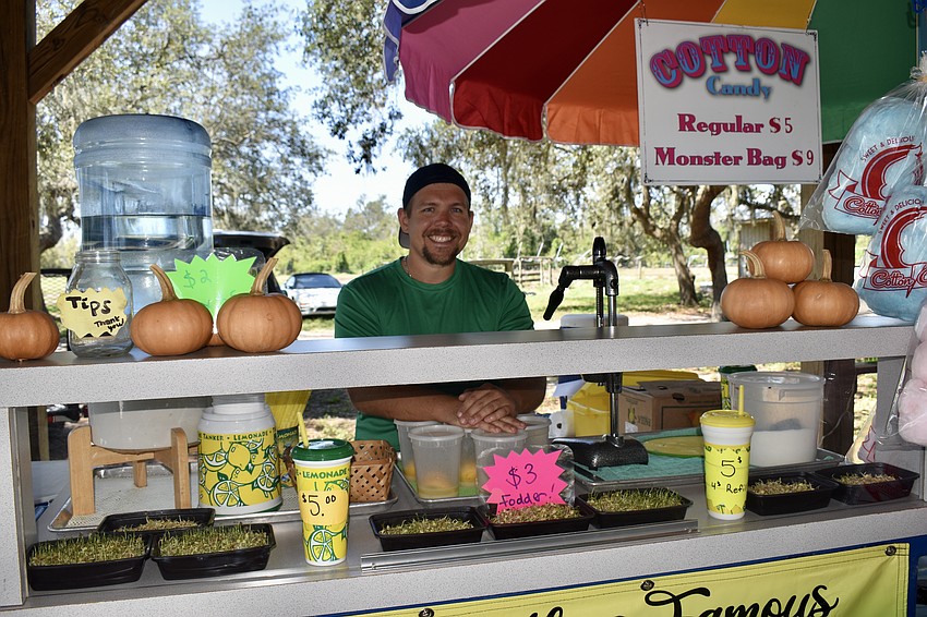 Mike Leworthy sells lemonade, sprouted fodders and Seminole pumpkins grown at his home on Verna Bethany Road.