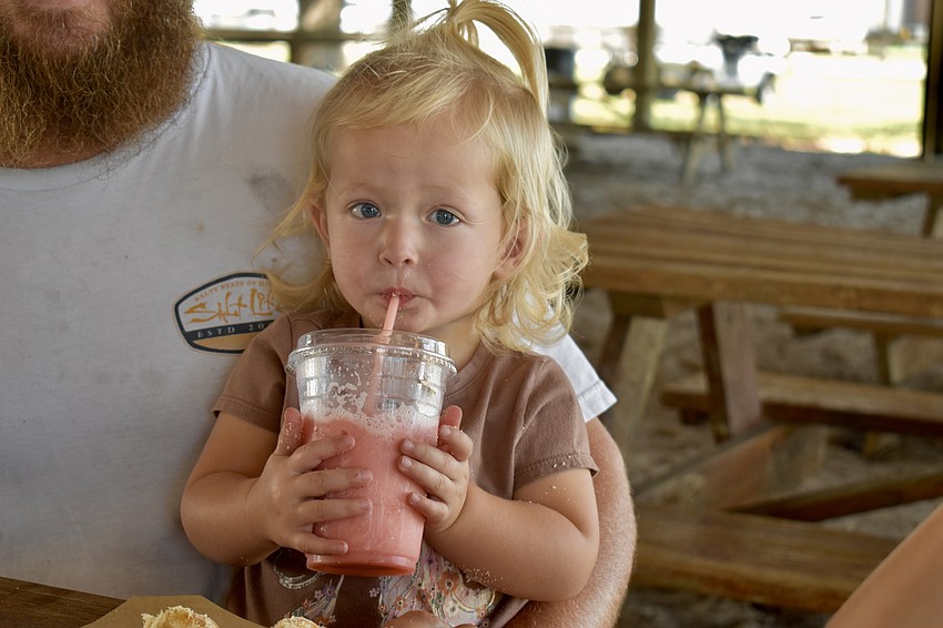 Remy Hostetler enjoys a smoothie.