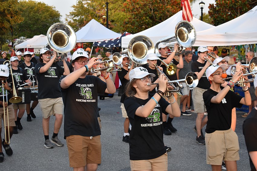Although school already had let out, members of the Lakewood Ranch High Marching Band showed up to march and honor the veterans.