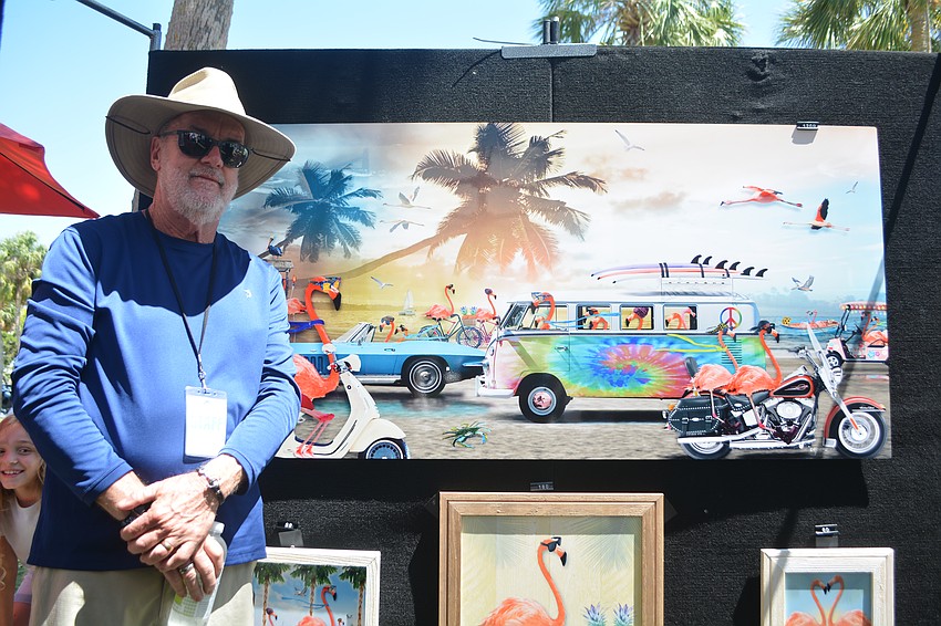 Ed Hendrix, from Palmdale, used to be a sea life artist until he switched to flamingoes. He utilizes photos, drawings and paintings to create his art in Photoshop.