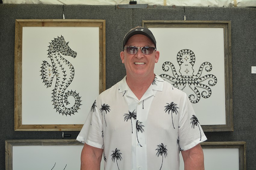 Kevin Kennedy, from Venice, Florida, uses fossilized shark teeth to create his art.