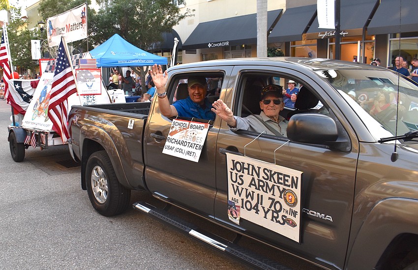 The parade honored veterans such as School Board Member Richard Tatem and World War II veteran John Skeen.