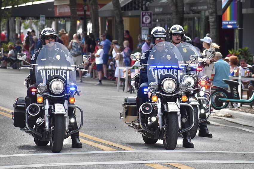 Members of the Sarasota Police Department escort the parade.