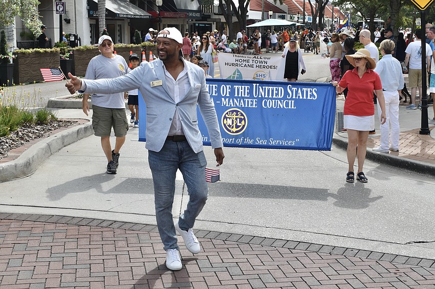 Mayor Kyle Battie marches in the parade.