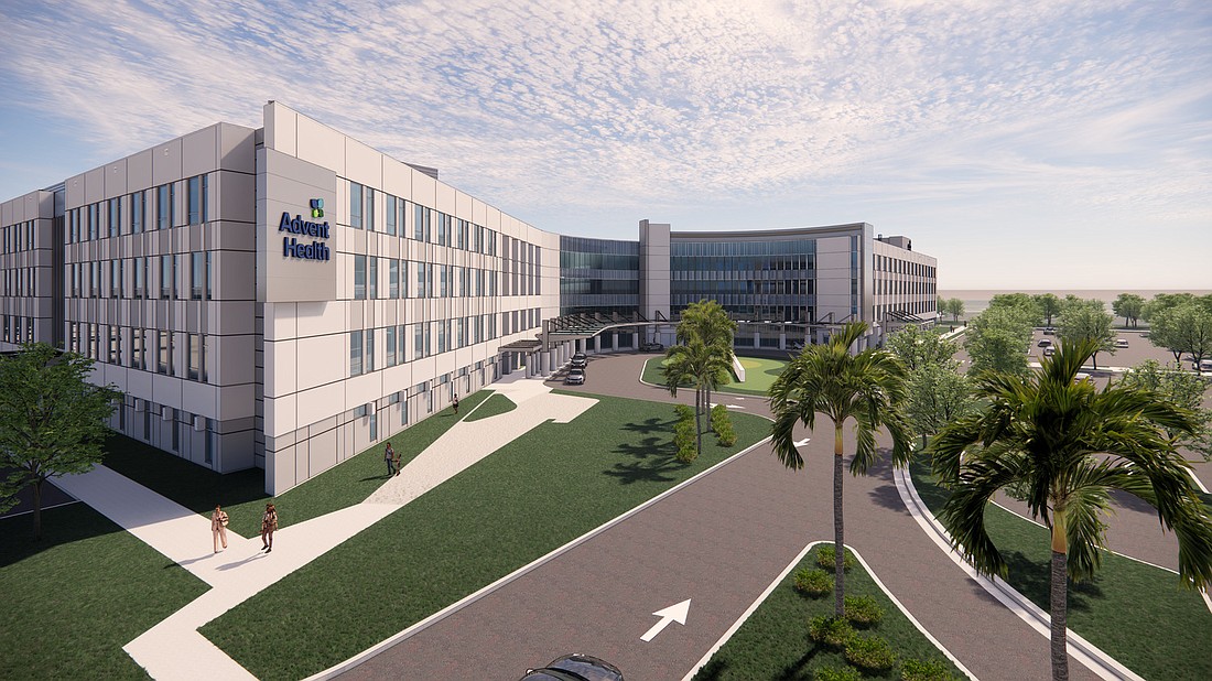 An artist's rendering shows what the AdventHealth Riverview Hospital will look like when it's fully completed in fall 2024.