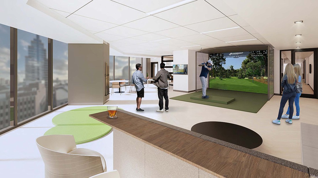 A golf simulator is part of the plans for the Bank of America Tower amenity floor.