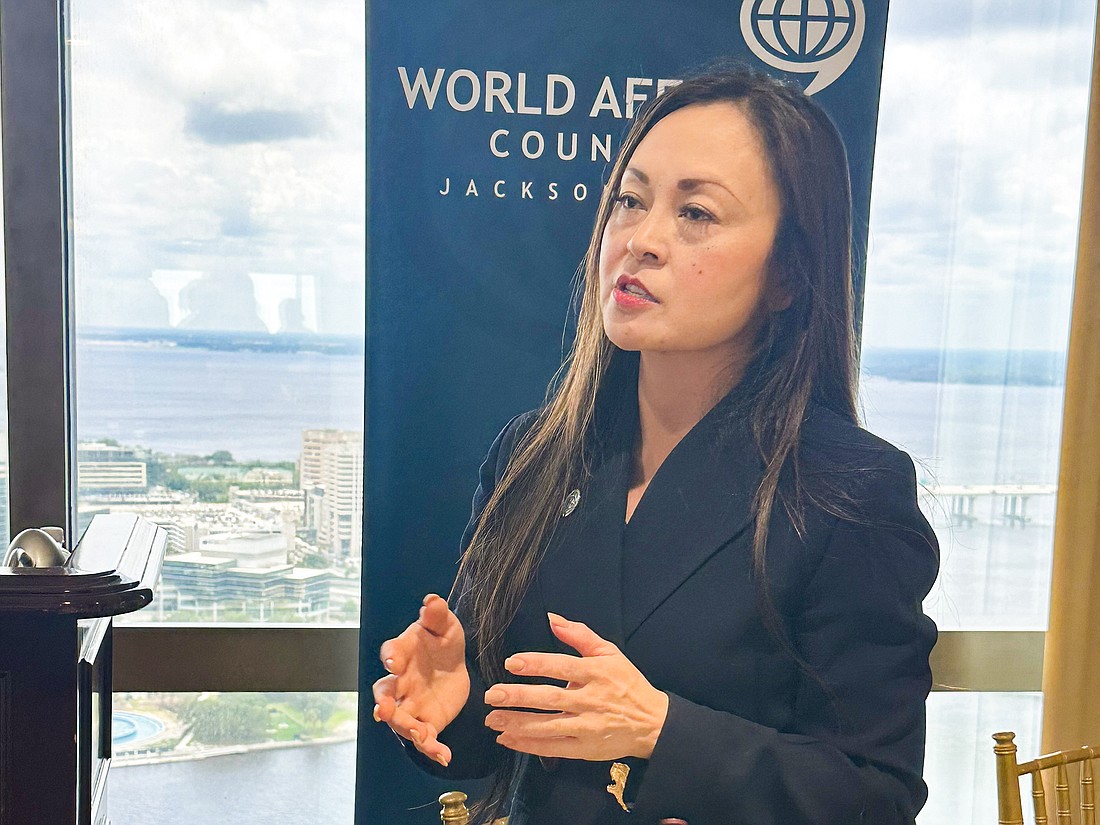 Sarah Hammer, a professor of finance and law at the University of Pennsylvania, spoke May 31 to the World Affairs Council of Jacksonville about blockchain technology and crypto markets.
