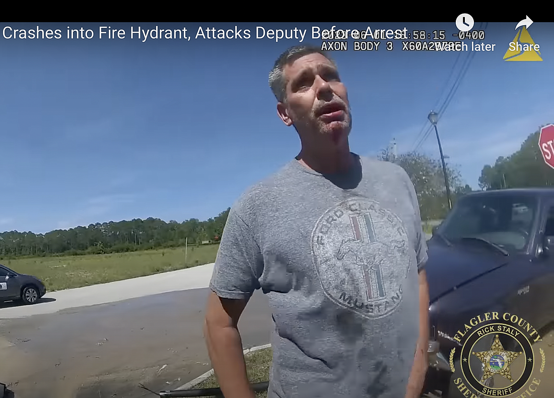 Frank Clement Jr. shortly before he fought with a deputy at the crash scene. Image from FCSO body camera footage