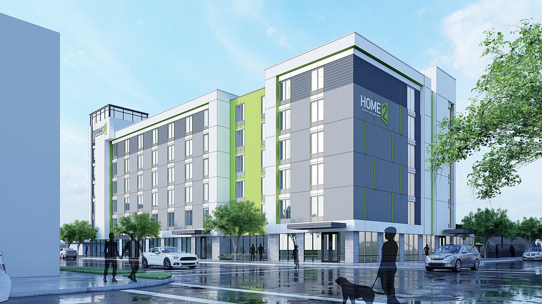 A rendering of the Home2 Suites by Hilton extended stay hotel under construction in the Brooklyn area.