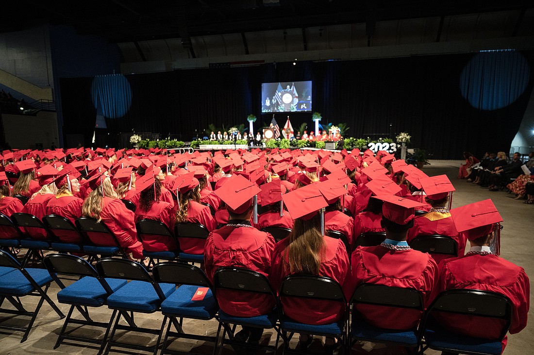 Seabreeze High School students get ready to graduate at the Ocean Center in Daytona Beach. Photo by Michele Meyers