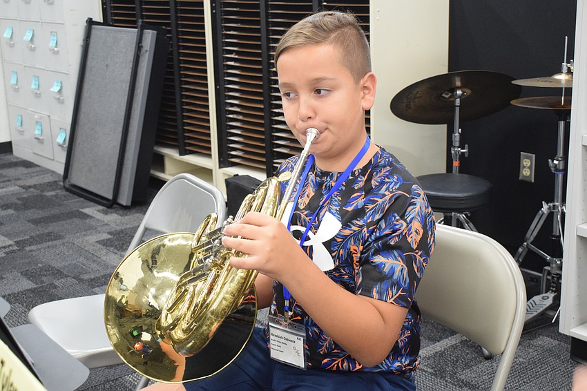 Hezekiah Coblentz, a Braden River Middle School sixth grader, says he likes all the teachers at band camp.