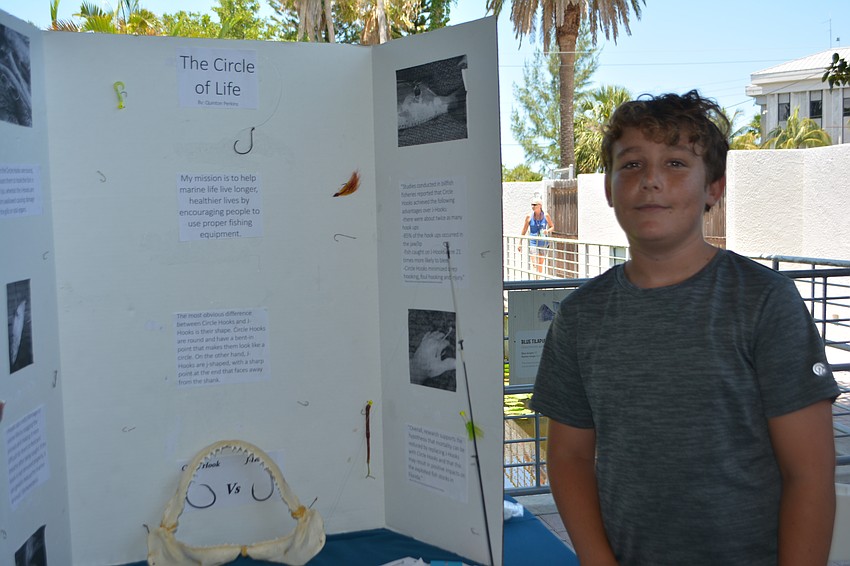 Quinton Perkins's science project was about the circle of life surrounding j-hooks and circle hooks.