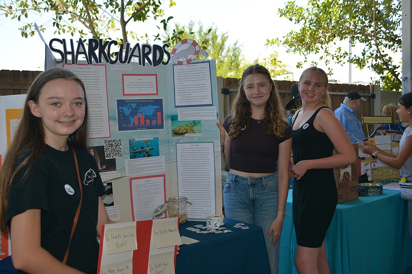 Presley Cochran, Mae Monnot, Grace Suter and Vivkeka Allyne completed their science project on changing people's perspective on sharks and being less scared of them.