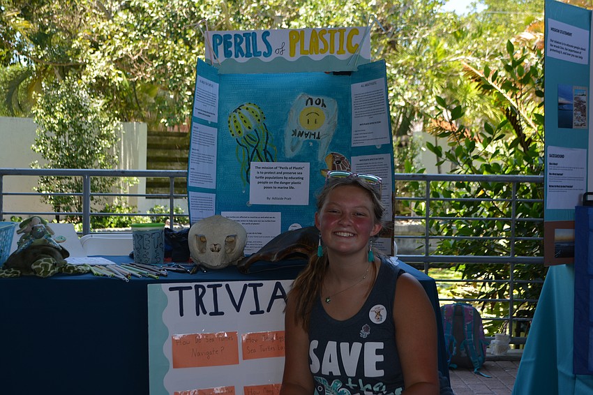 Adilaide Pratt completed her science project on harmful plastics.