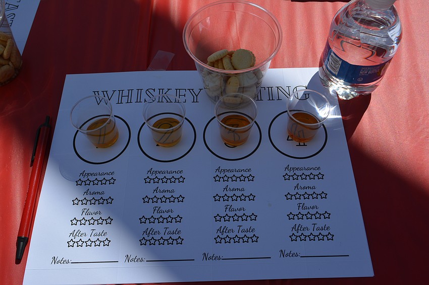 Four different types of bourbon for the bourbon tasting.
