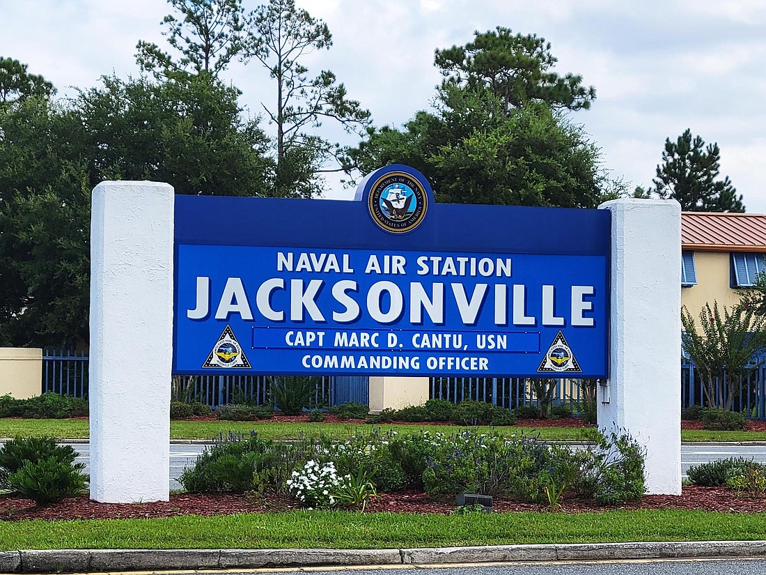 The front gate to Naval Air Station Jacksonville.