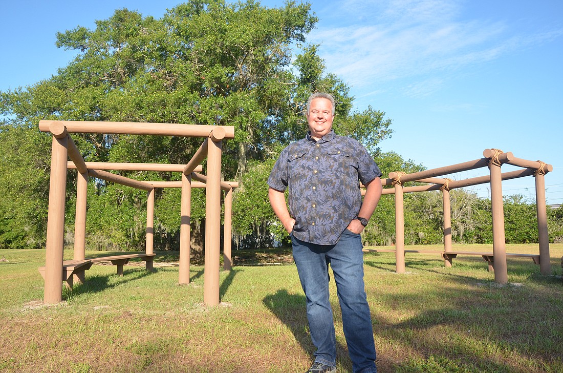 Todd Bednarek designed the arbor and served as construction foreman on the project.