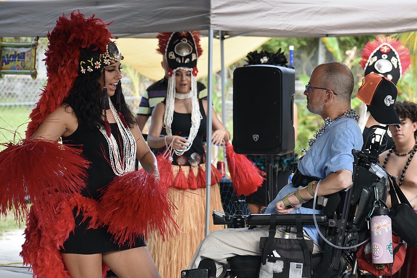 Etasa Evans dances alongside Eric Krompak, who was among those invited to accompany the dancers.