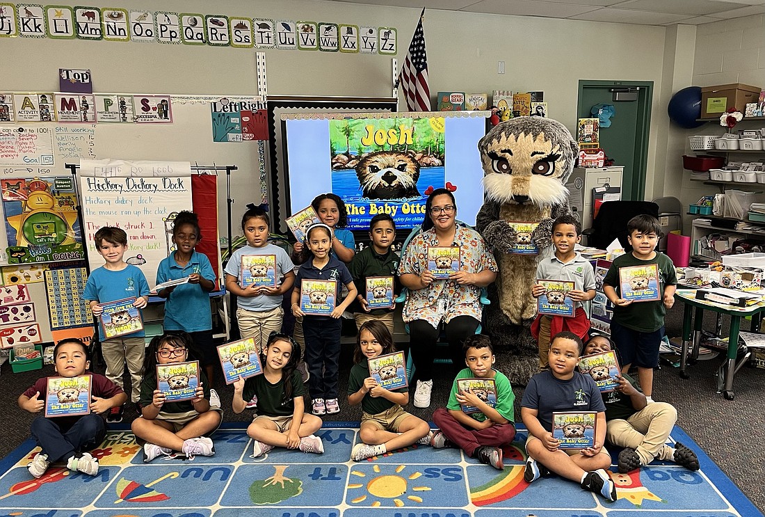 Josh the Otter visits one of Sarasota's elementary schools to talk about water safety.