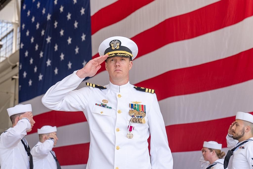 Commander James J. Donchez during his Change of Command ceremony. Photo courtesy of James Donchez