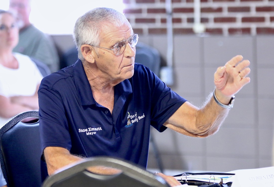 Beverley Beach Mayor Stephen Emmett at the joint meeting for elected representatives of Flagler County's municipalities on June 21. Photo by Sierra Williams