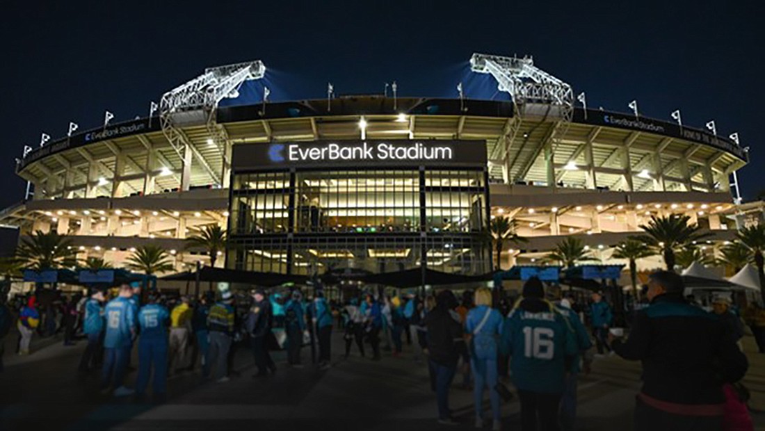 In news release sent by the Jacksonville Jaguars, TIAA Bank provided this image of EverBank Stadium, the former TIAA Bank Field.