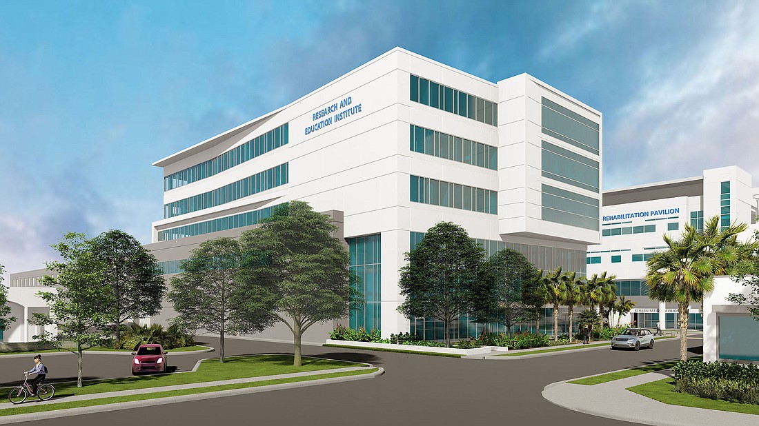 Rendering of the new Research and Education Institute at Sarasota Memorial Hospital.
