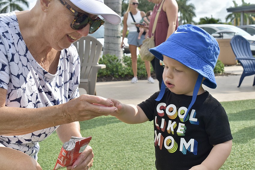 Sarasota resident Pat Gmerek is babysitting her grandson Maverick Cressy, who lives in Lakewood Ranch.