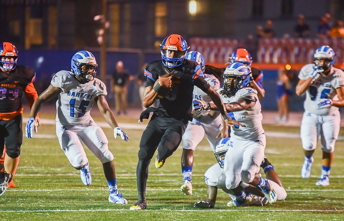 Trever Jackson, No. 3 in the picture, will not play his senior season as the starting quarterback for the West Orange High School Warriors.