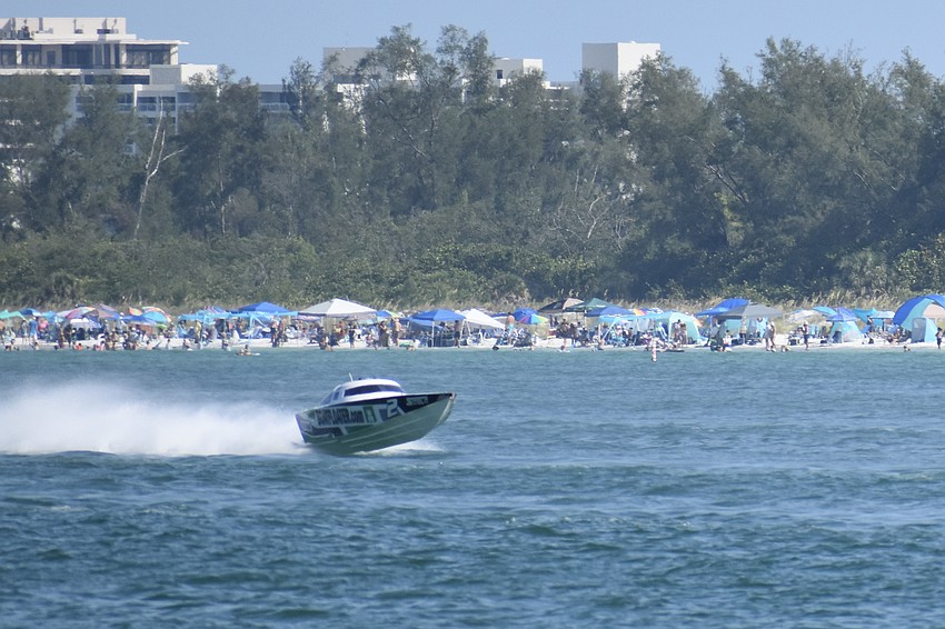 TheBoatfloater.com boat piloted by Steve Kildahl of Sarasota and Stephen Kildahl.of Fort Myers floats a little above the water.