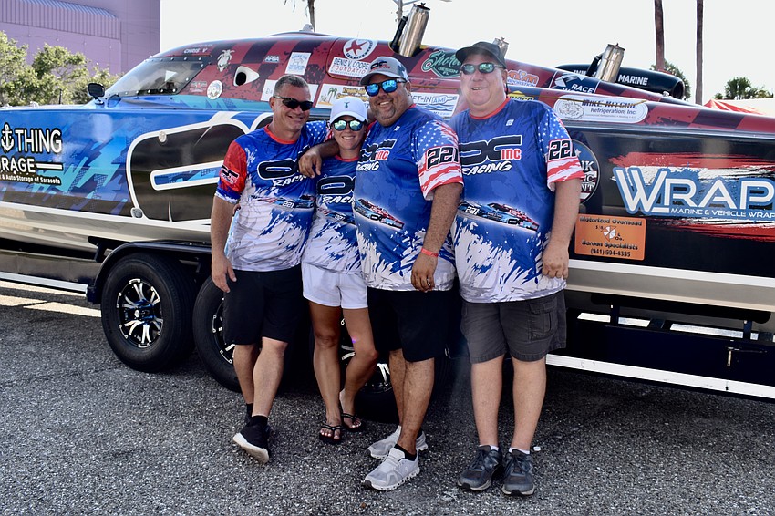 Members of the Sarasota-based team OC Offshore Racing Jack Fowler, Karleigh Alday, Joey Olivieri, and Chris Volosin