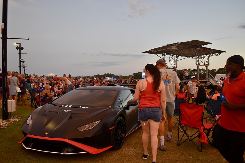 Lamborghinis are displayed around the park. Lamborghini Sarasota is one of the event sponsors.