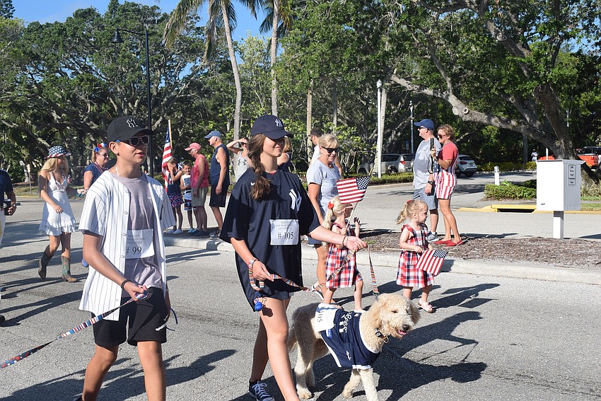 Longboat Key's 2023 Freedom fest parade featuring the Rotary Club's Hot Diggity Dog parade.