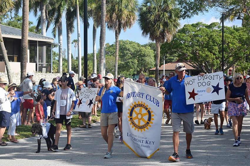 Longboat Key's 2023 Freedom fest parade featuring the Rotary Club's Hot Diggity Dog parade.