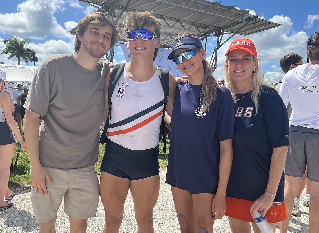 Tyler Murphy shares his love of rowing with his siblings, Michael and Lily, and mother, Kim Murphy.