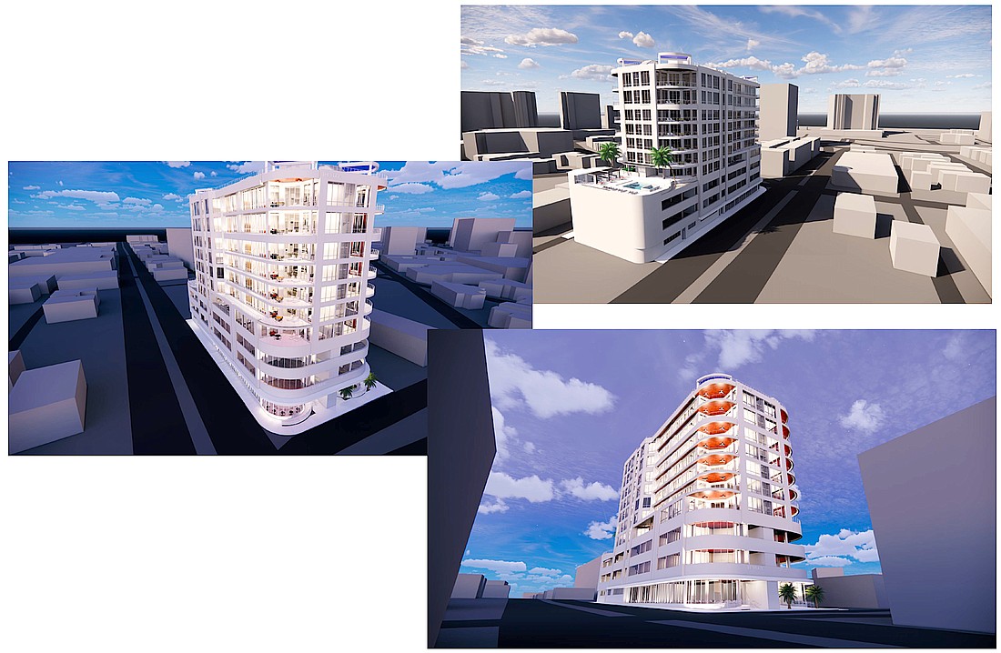 Models show various elevations of The Edge condominium project.