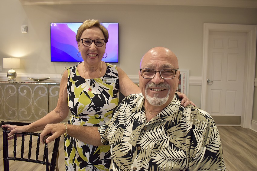 Esplanade residents Joann and Jerry Graceffo looking tropical for a Gardeners Out East event hosting John Gidding at the Robert Toale and Sons Celebration of Life Center.