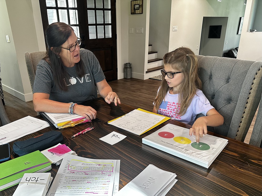 Gwyn Ingham, the owner of For the Love of Reading, uses Orton-Gillingham methods during her private reading instruction with Scarlett Samson.