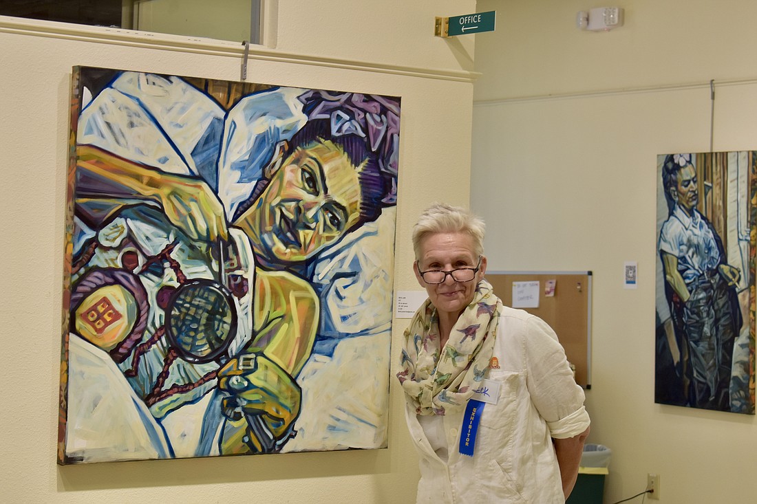 Sarasota artist Beck Lane's paintings of Mexican artist Frida Kahlo are on display at the Unitarian Universalist Church's art gallery through Aug. 18.
