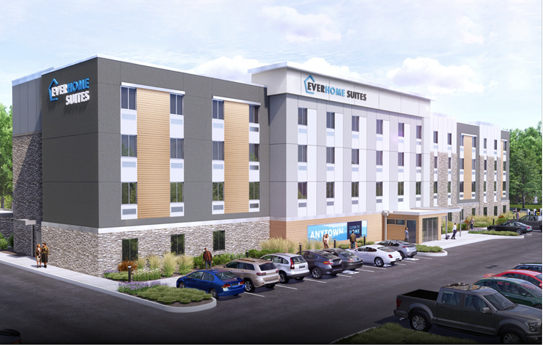 A rendering of the Everhome Suites brand of Choice Hotels International Inc. A four-story, 114-room hotel is in review for Arlington.