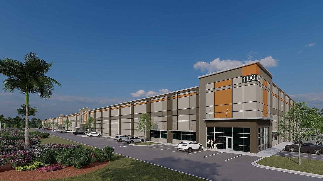 This is a rendering of Building 100 planned at Butler 95 Logistics Center at 8332 Cypress Plaza Drive.