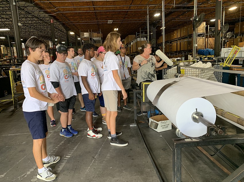 Students tour Aladdin Equipment Company with Vice President Carrie Collins as part of the Inclusion Manufacturing Camp through The Haven.
