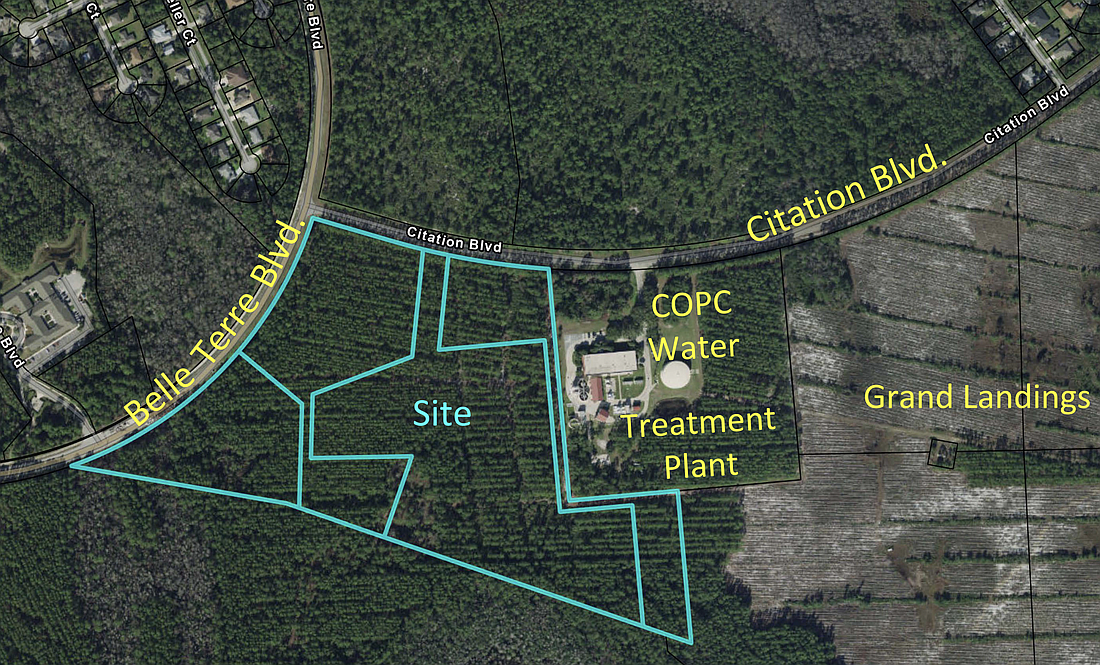 The location of the proposed Belle Terre Estates master planned development. Image from city planning board meetings documents