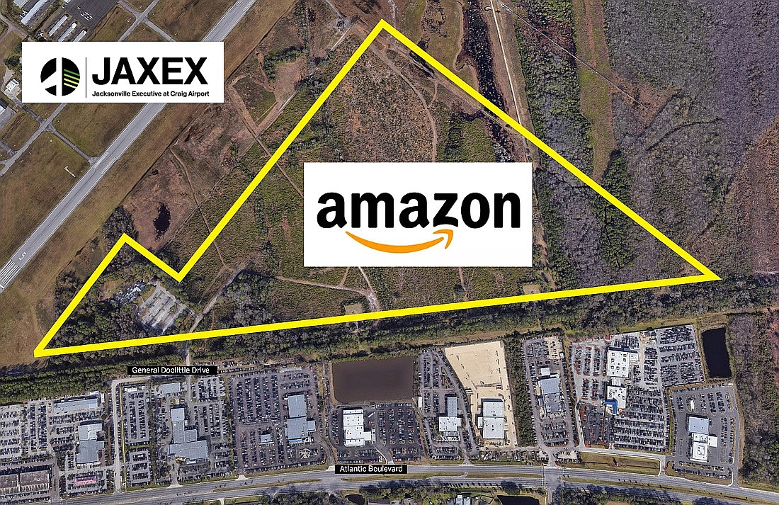The site of the proposed Amazon facility at Jacksonville Executive at Craig Airport in East Arlington.