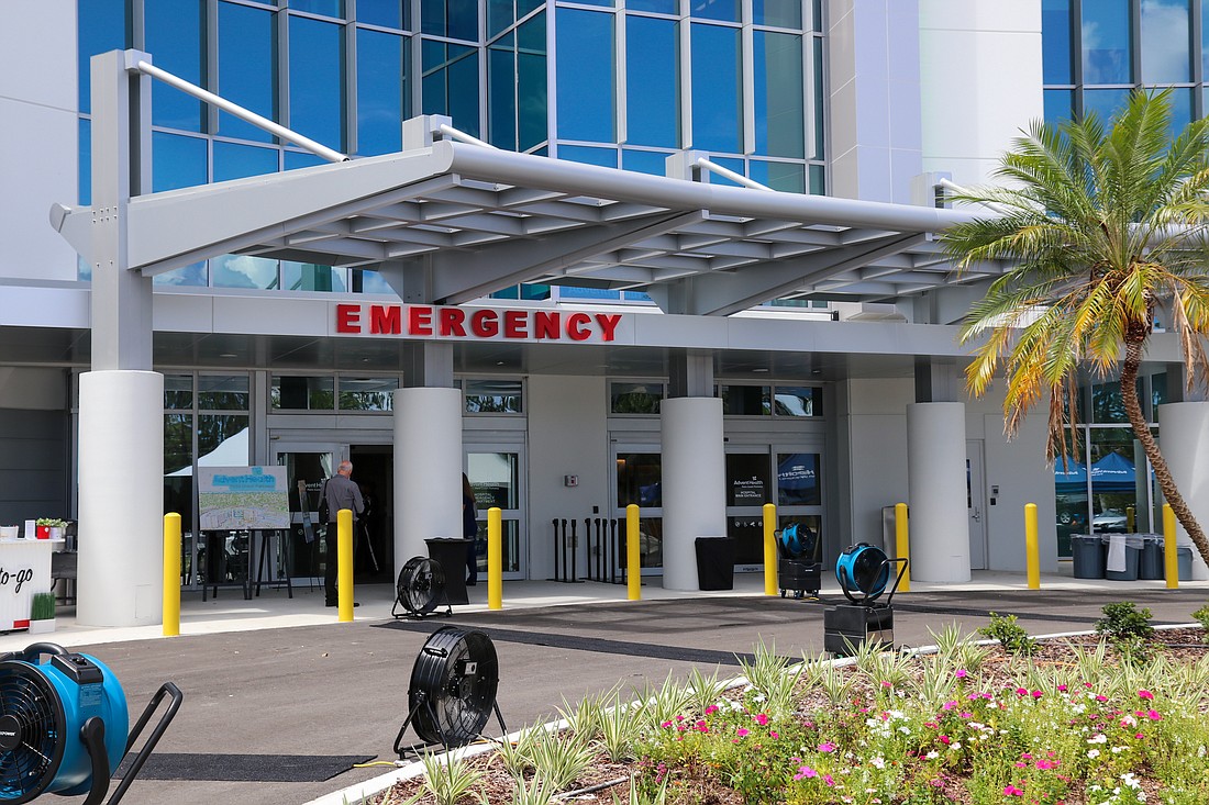 AdventHealth Palm Coast Parkway’s Emergency Department entrance. Photo by Suzanne McCarthy