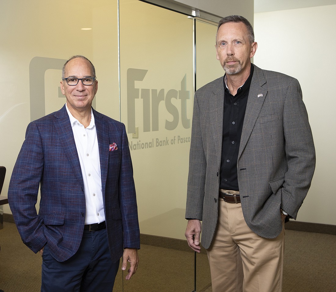 The leadership of First National Bank of Pasco: Michael Mashke, senior EVP and chief revenue officer, and Jim Esry, president and CEO.