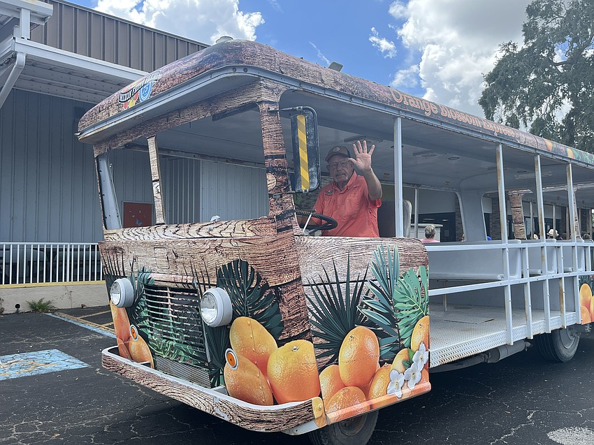 Rick Greytak finishes his second-to-last tram tour at Mixon Fruit Farms, where he has been working for the past four years.