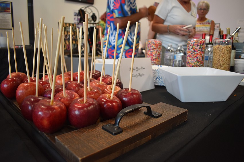 Candy apples are set out for guests.