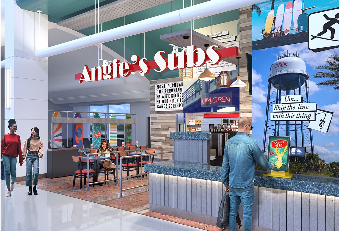 An artist’s rendering of the Angie’s Subs planned to open inside Jacksonville International Airport in early 2024.