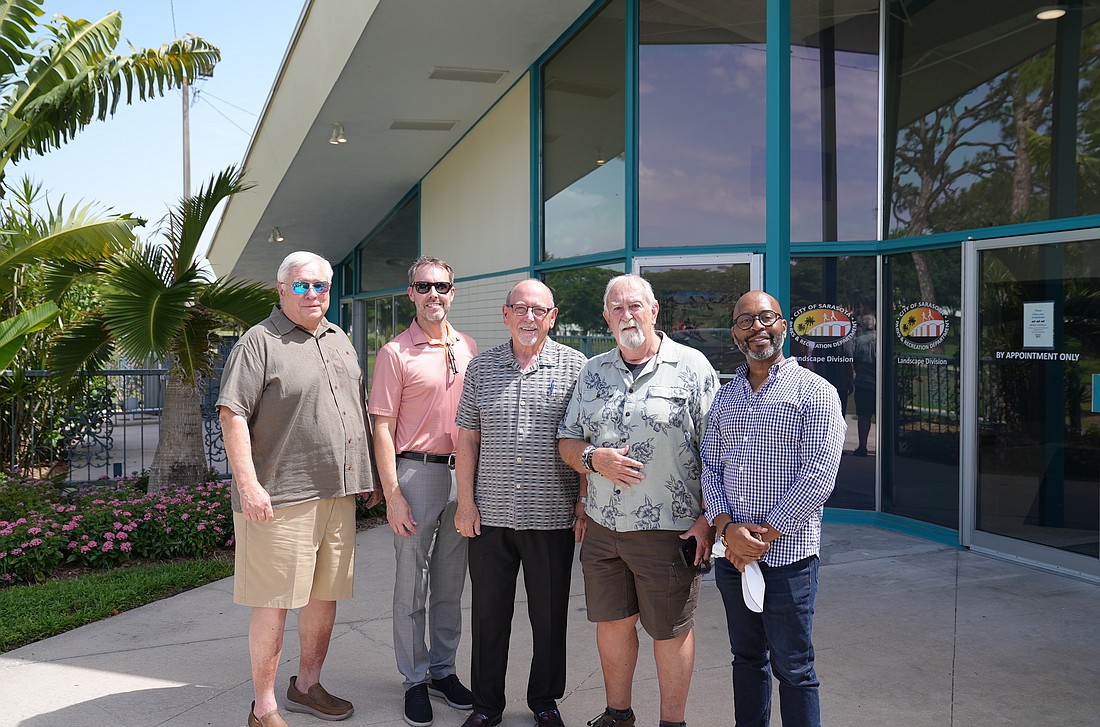 The Players Centre for Performing Arts is finally making progress on a new home. From left: Brian McCarthy, William Skaggs, Bill Porter, Bill Rusling and Steven Butler